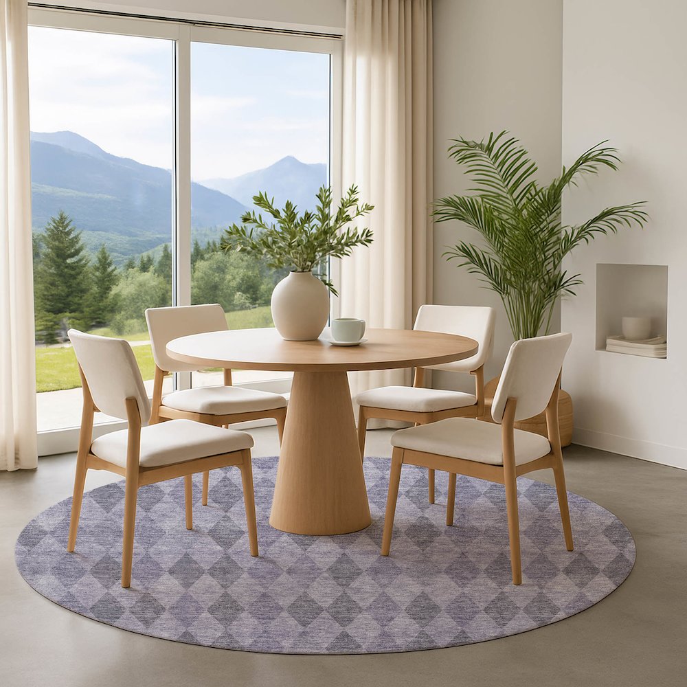 Luxury Washable Indoor/Outdoor The Reserve Lavender 8' x 8' Round Rug. Picture 5