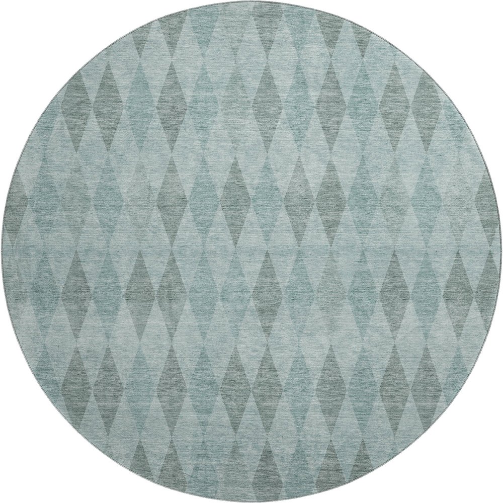 Luxury Washable Indoor/Outdoor The Reserve Teal 8' x 8' Round Rug. Picture 1