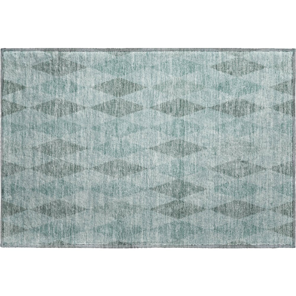 Luxury Washable Indoor/Outdoor The Reserve Teal 1'8" x 2'6" Rug. Picture 1
