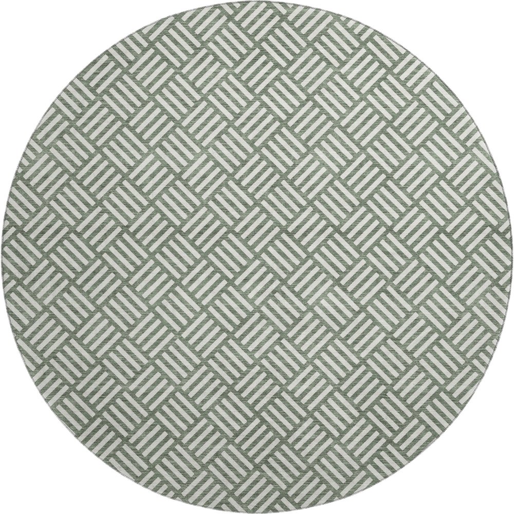 Luxury Washable Indoor/Outdoor The Reserve Basil 8' x 8' Round Rug. Picture 1