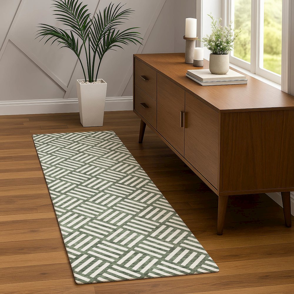 Luxury Washable Indoor/Outdoor The Reserve Basil 2'3" x 7'6" Runner Rug. Picture 5