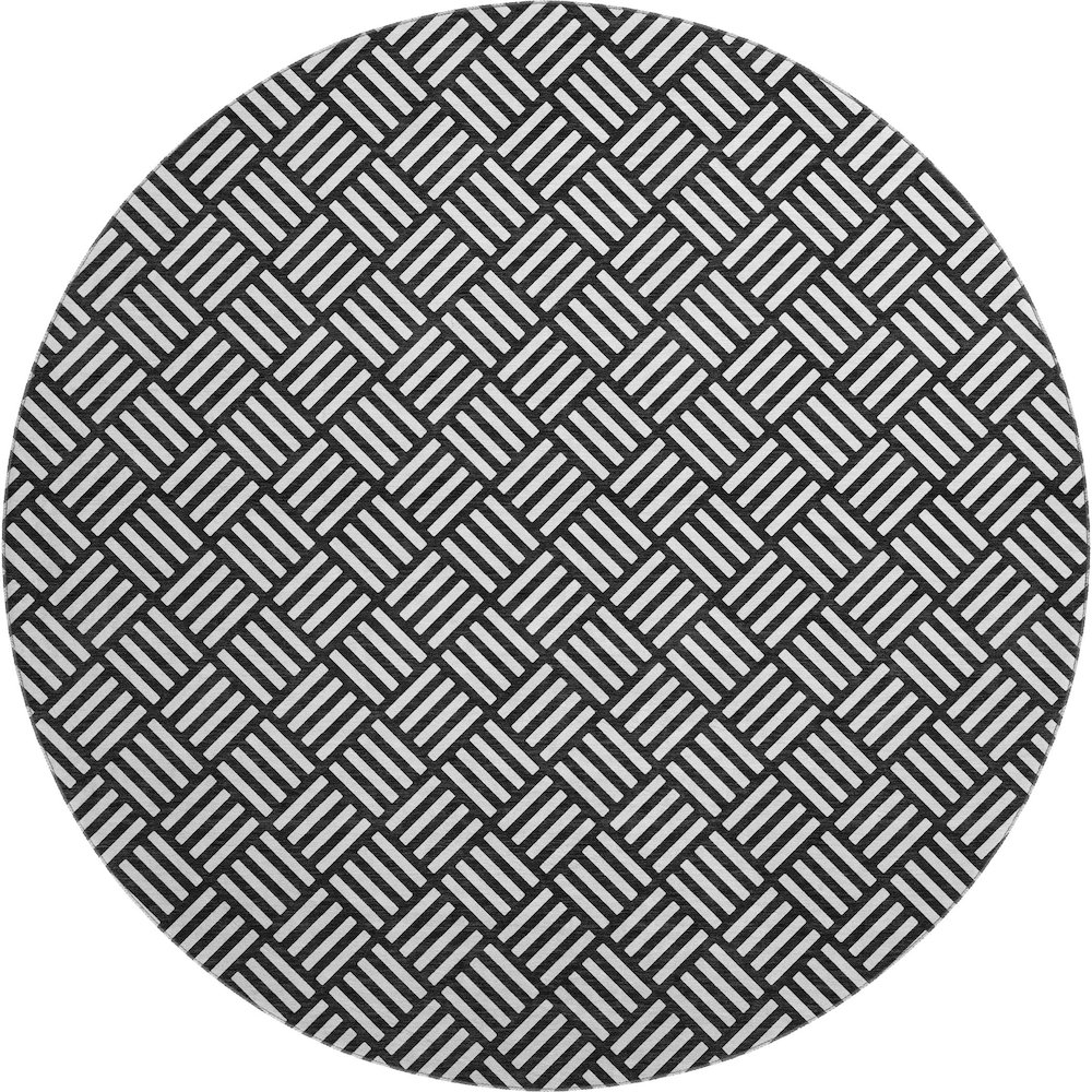 Luxury Washable Indoor/Outdoor The Reserve Black 8' x 8' Round Rug. Picture 1