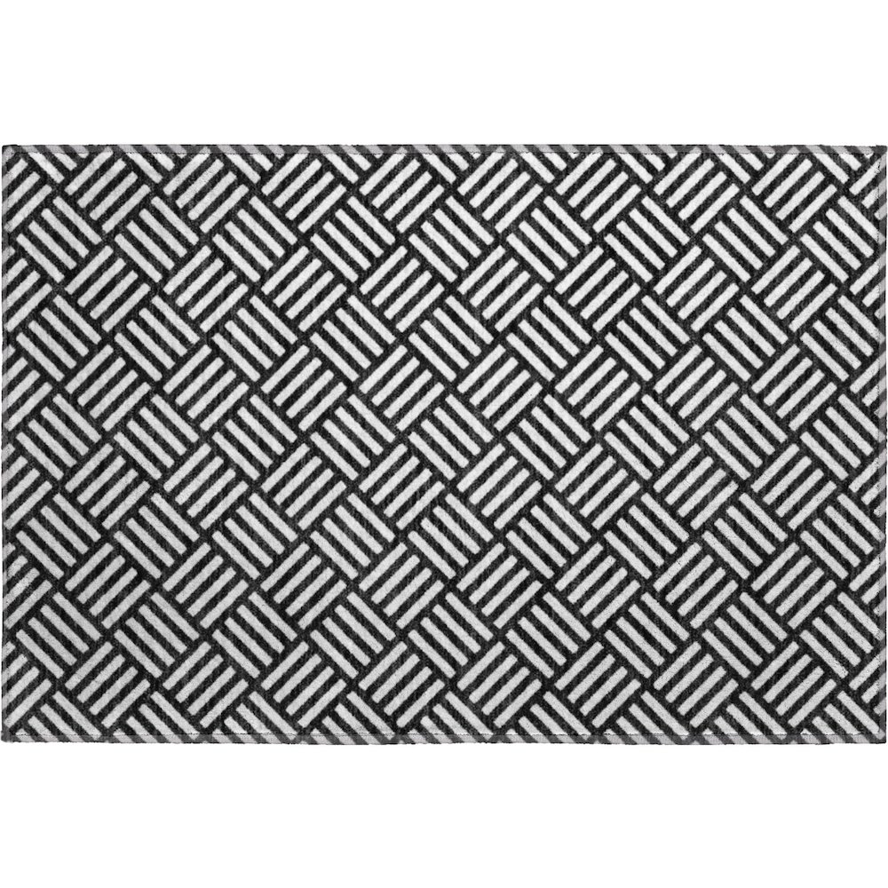 Luxury Washable Indoor/Outdoor The Reserve Black 1'8" x 2'6" Rug. Picture 1