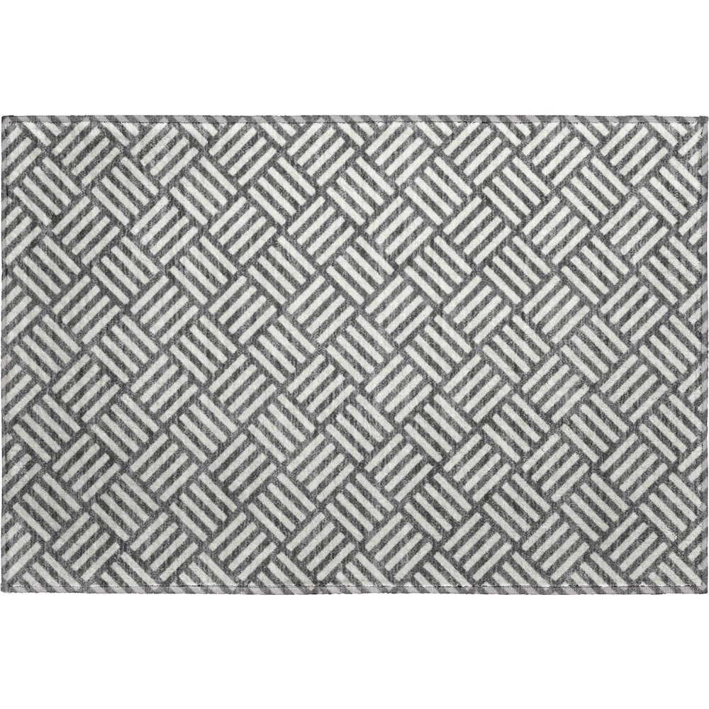 Luxury Washable Indoor/Outdoor The Reserve Charcoal 1'8" x 2'6" Rug. Picture 1