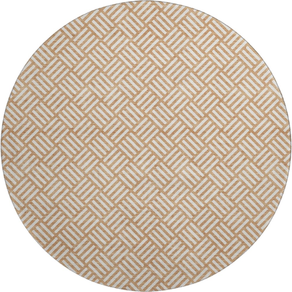 Luxury Washable Indoor/Outdoor The Reserve Copper 8' x 8' Round Rug. Picture 1