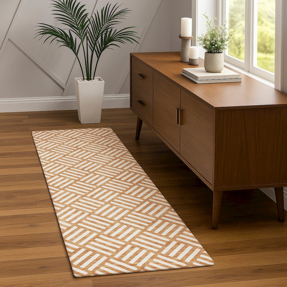 Luxury Washable Indoor/Outdoor The Reserve Copper 2'3" x 7'6" Runner Rug. Picture 5