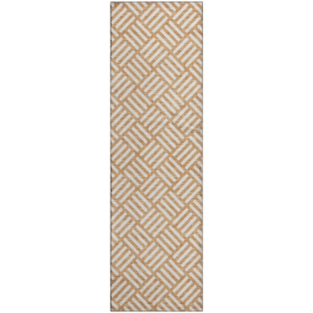 Luxury Washable Indoor/Outdoor The Reserve Copper 2'3" x 7'6" Runner Rug. Picture 1