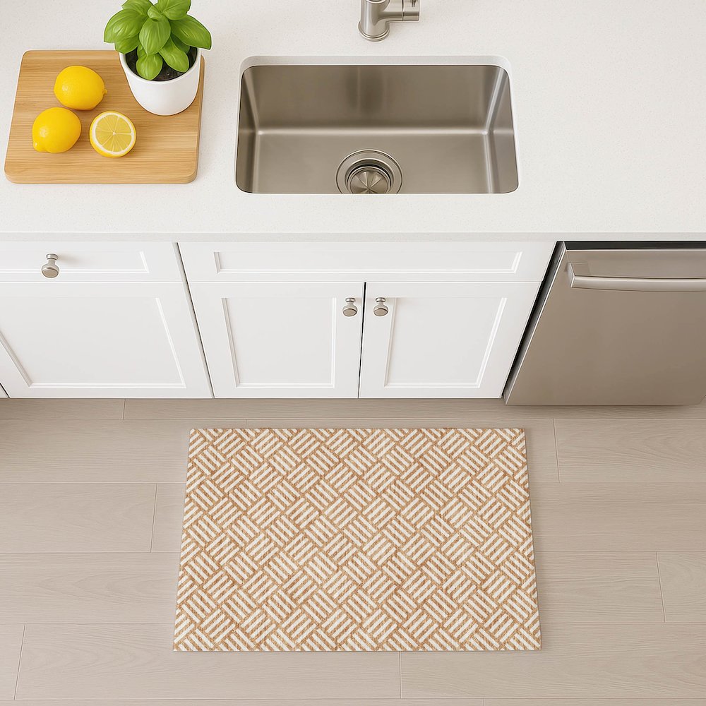 Luxury Washable Indoor/Outdoor The Reserve Copper 1'8" x 2'6" Rug. Picture 5