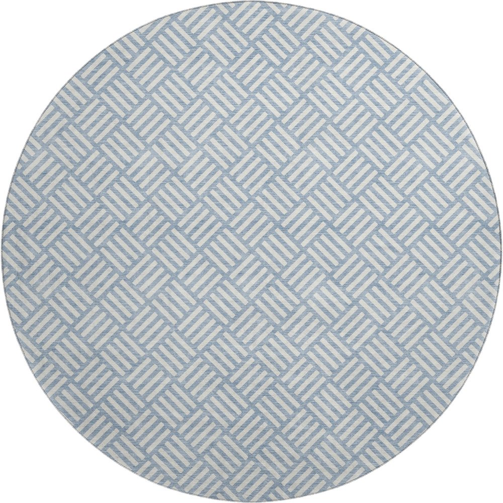 Luxury Washable Indoor/Outdoor The Reserve Denim 8' x 8' Round Rug. Picture 1