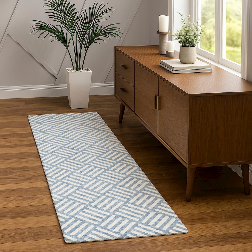 Luxury Washable Indoor/Outdoor The Reserve Denim 2'3" x 7'6" Runner Rug. Picture 5