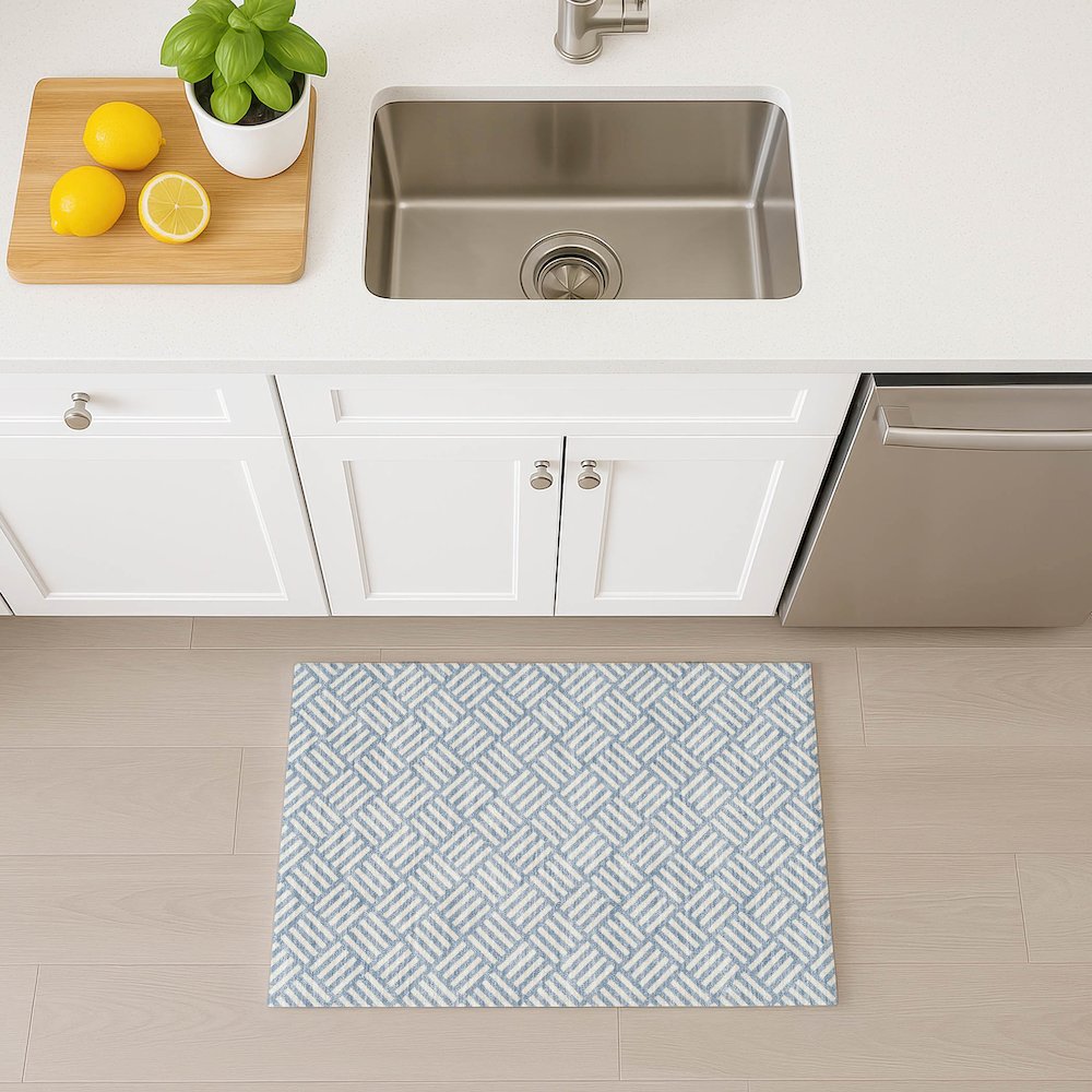 Luxury Washable Indoor/Outdoor The Reserve Denim 1'8" x 2'6" Rug. Picture 5