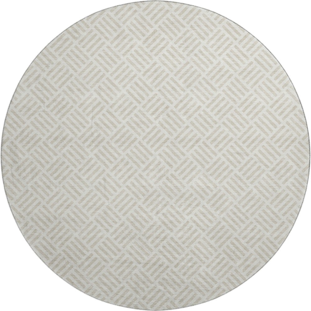 Luxury Washable Indoor/Outdoor The Reserve Ivory 8' x 8' Round Rug. Picture 1