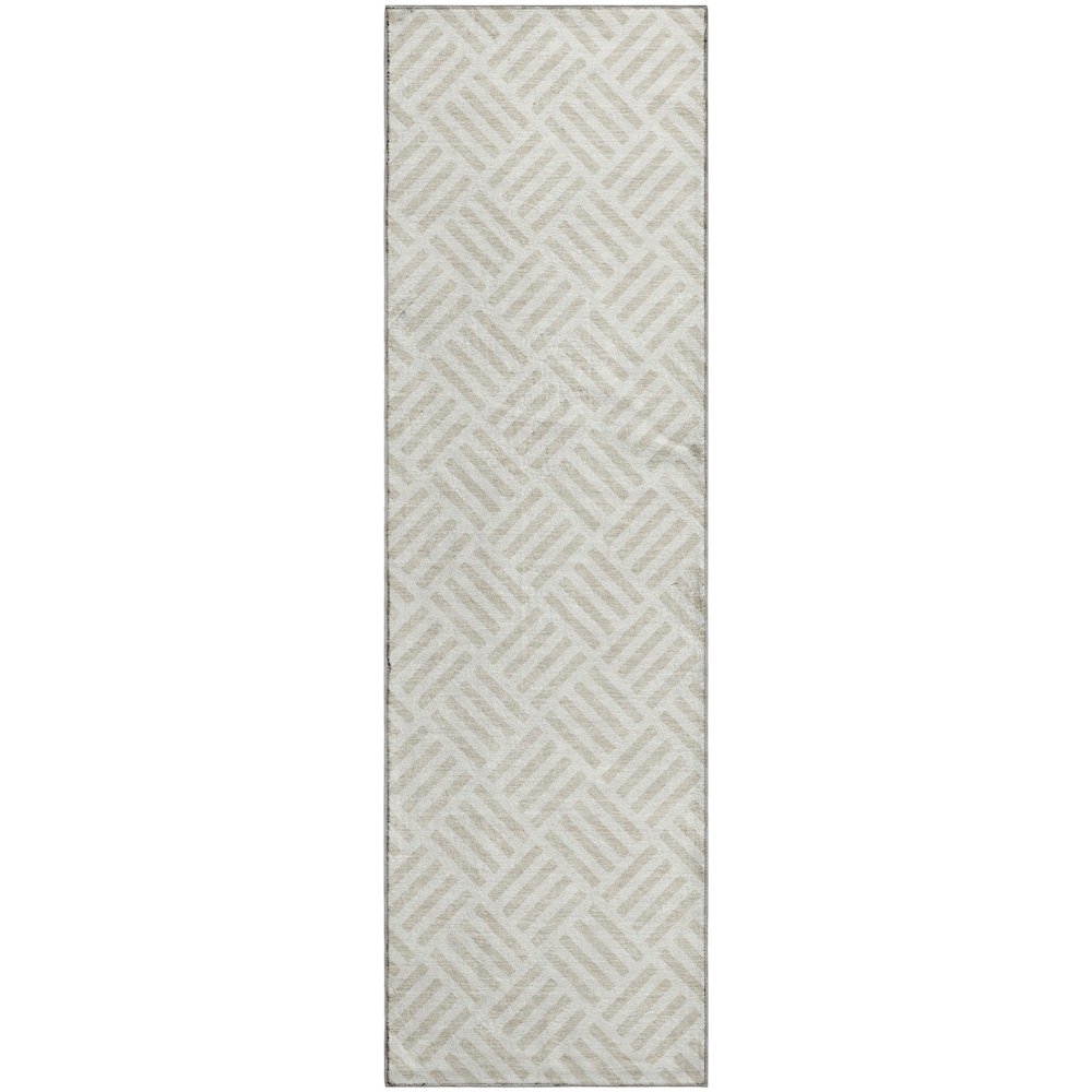 Luxury Washable Indoor/Outdoor The Reserve Ivory 2'3" x 7'6" Runner Rug. Picture 1