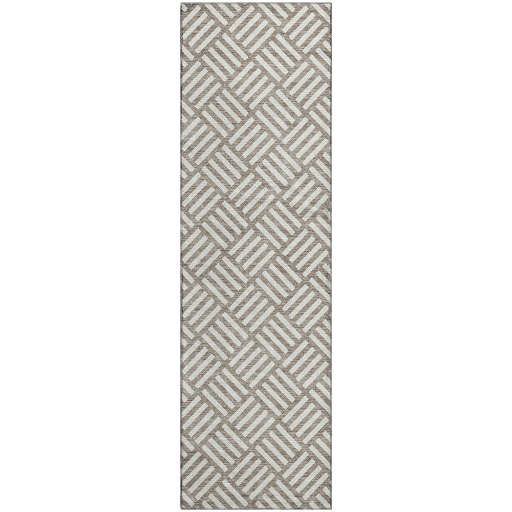Luxury Washable Indoor/Outdoor The Reserve Taupe 2'3" x 7'6" Runner Rug. Picture 1