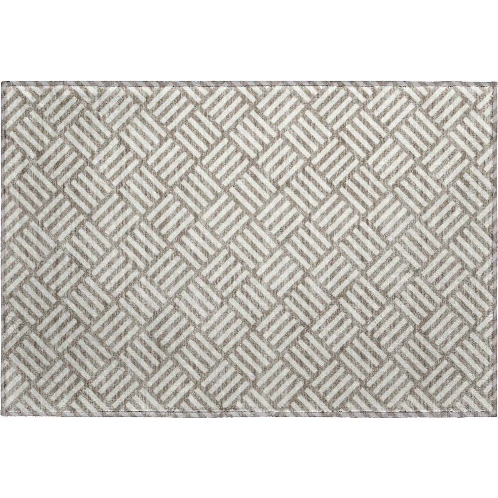 Luxury Washable Indoor/Outdoor The Reserve Taupe 1'8" x 2'6" Rug. Picture 1