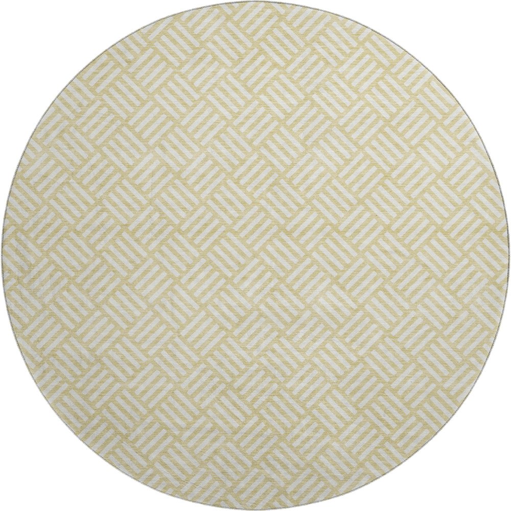 Luxury Washable Indoor/Outdoor The Reserve Wheat 8' x 8' Round Rug. Picture 1