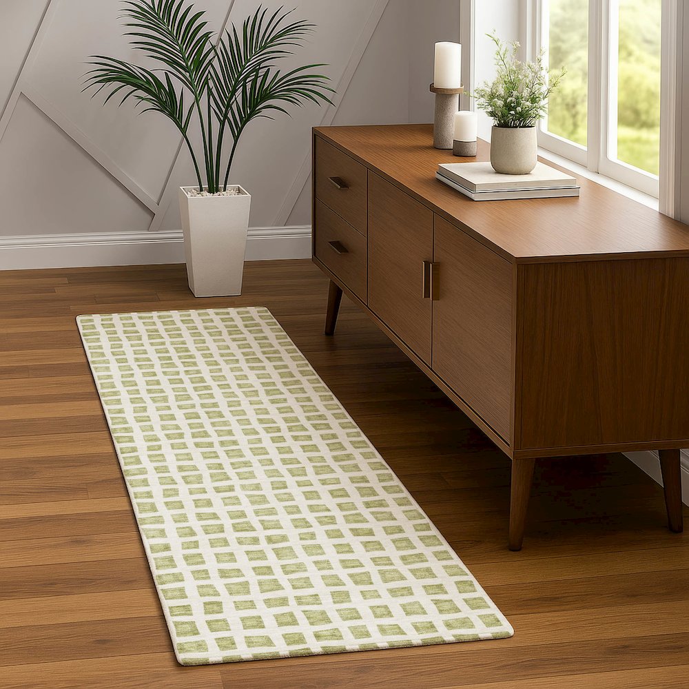 Luxury Washable Indoor/Outdoor The Reserve Aloe 2'3" x 7'6" Runner Rug. Picture 5