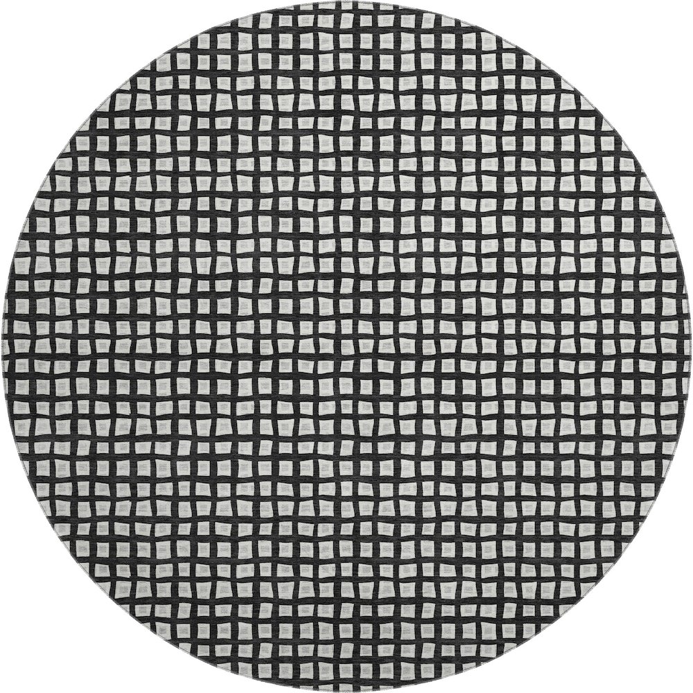 Luxury Washable Indoor/Outdoor The Reserve Black 8' x 8' Round Rug. Picture 1