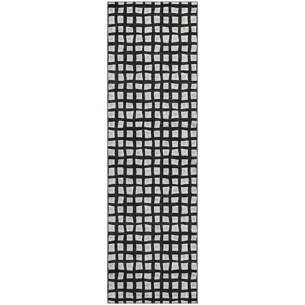 Luxury Washable Indoor/Outdoor The Reserve Black 2'3" x 7'6" Runner Rug. Picture 1