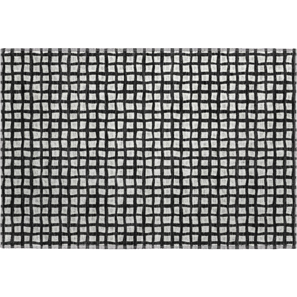 Luxury Washable Indoor/Outdoor The Reserve Black 1'8" x 2'6" Rug. Picture 1