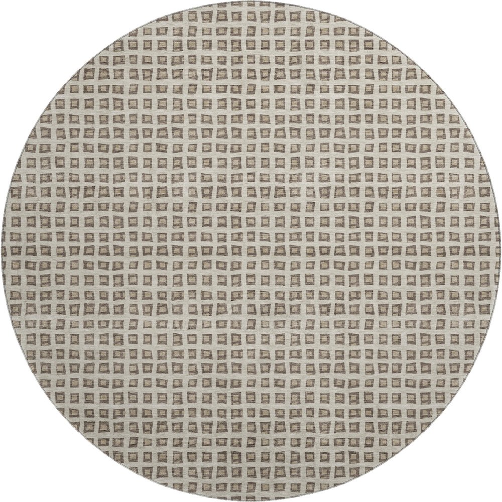 Luxury Washable Indoor/Outdoor The Reserve Brown 8' x 8' Round Rug. Picture 1
