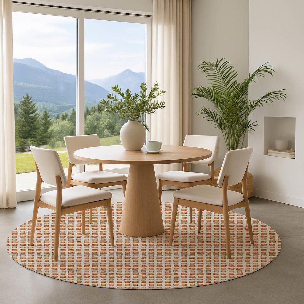 Luxury Washable Indoor/Outdoor The Reserve Copper 8' x 8' Round Rug. Picture 5