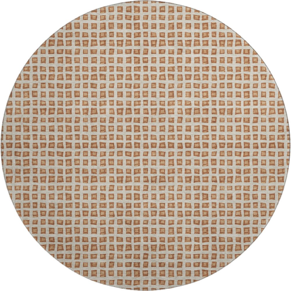 Luxury Washable Indoor/Outdoor The Reserve Copper 8' x 8' Round Rug. Picture 1