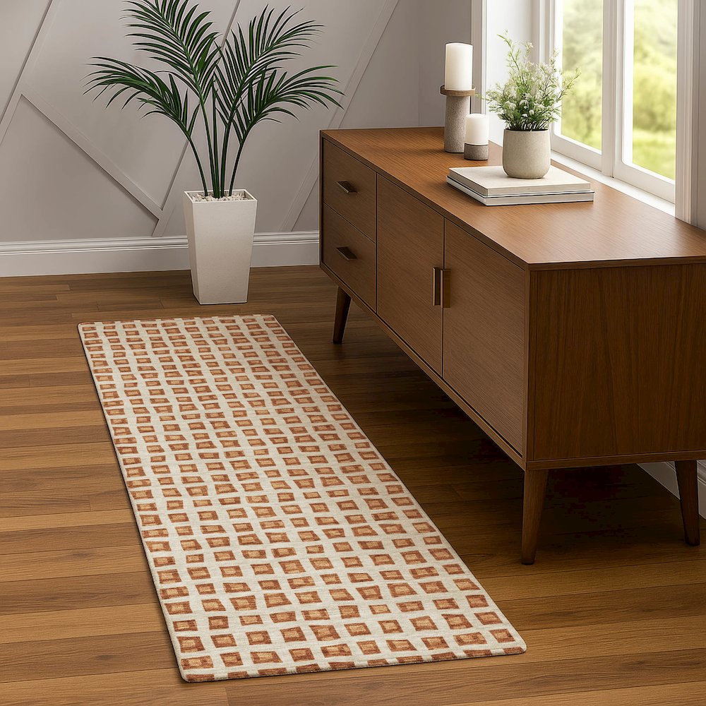 Luxury Washable Indoor/Outdoor The Reserve Copper 2'3" x 7'6" Runner Rug. Picture 5