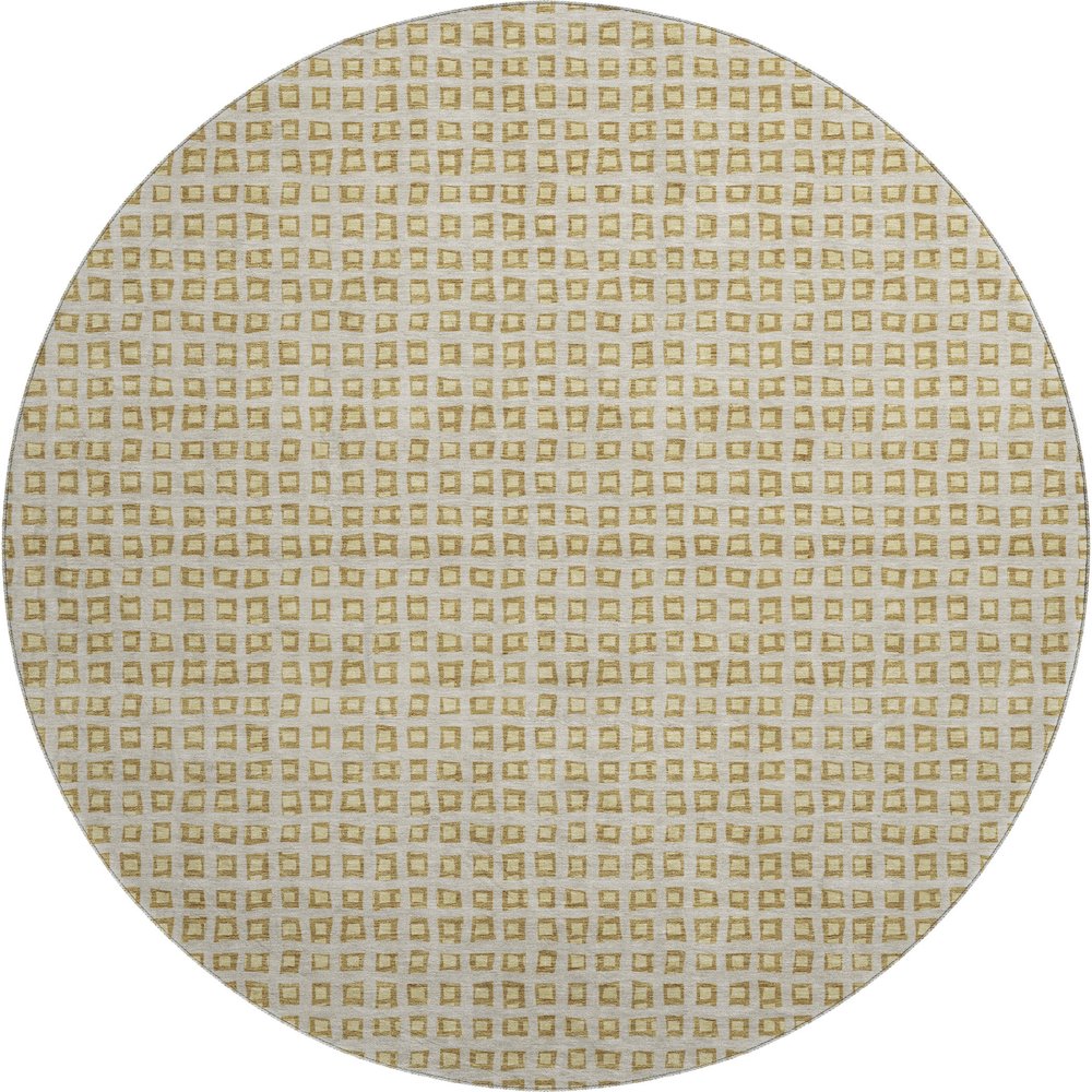 Luxury Washable Indoor/Outdoor The Reserve Gold 8' x 8' Round Rug. Picture 1