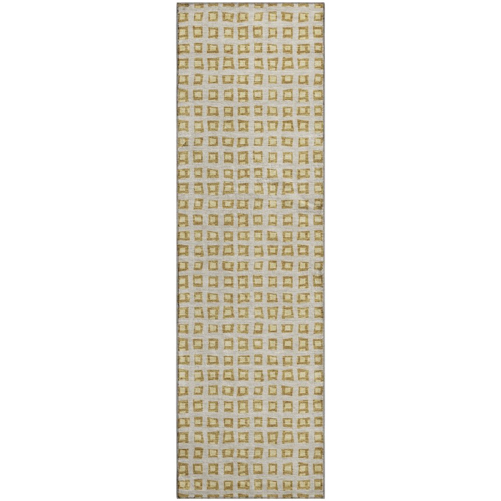 Luxury Washable Indoor/Outdoor The Reserve Gold 2'3" x 7'6" Runner Rug. Picture 1