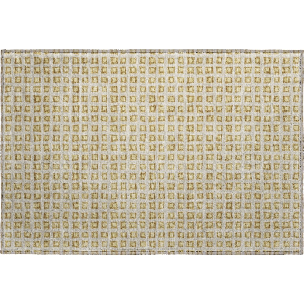Luxury Washable Indoor/Outdoor The Reserve Gold 1'8" x 2'6" Rug. Picture 1