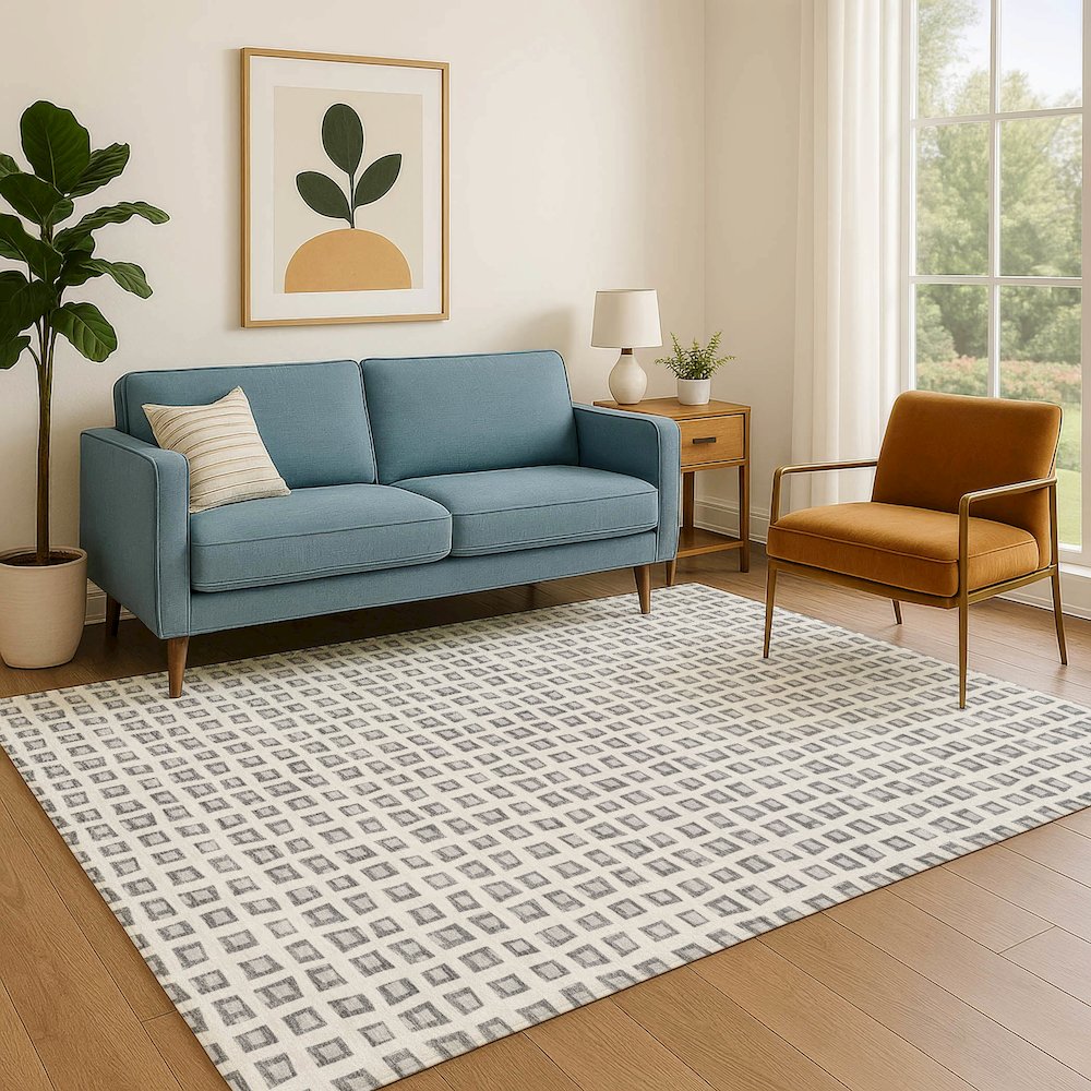 Luxury Washable Indoor/Outdoor The Reserve Gray 2'6" x 3'10" Rug. Picture 6