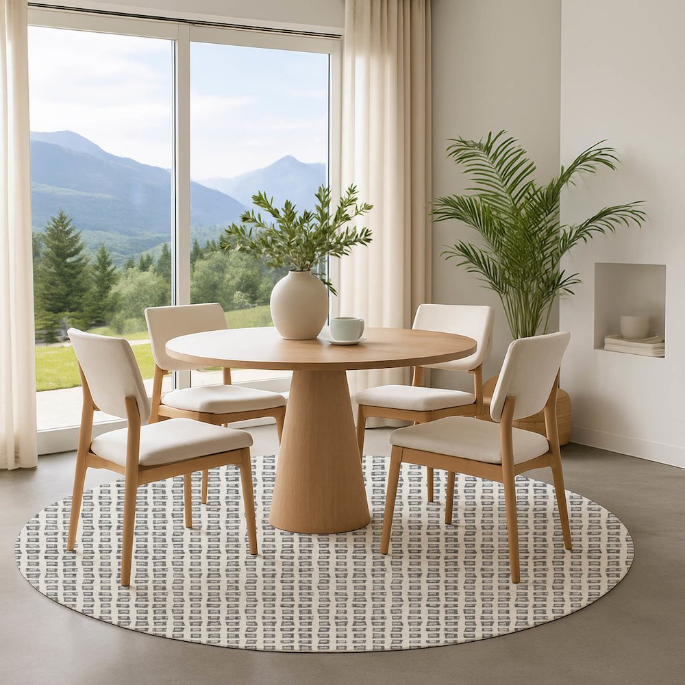 Luxury Washable Indoor/Outdoor The Reserve Gray 8' x 8' Round Rug. Picture 5