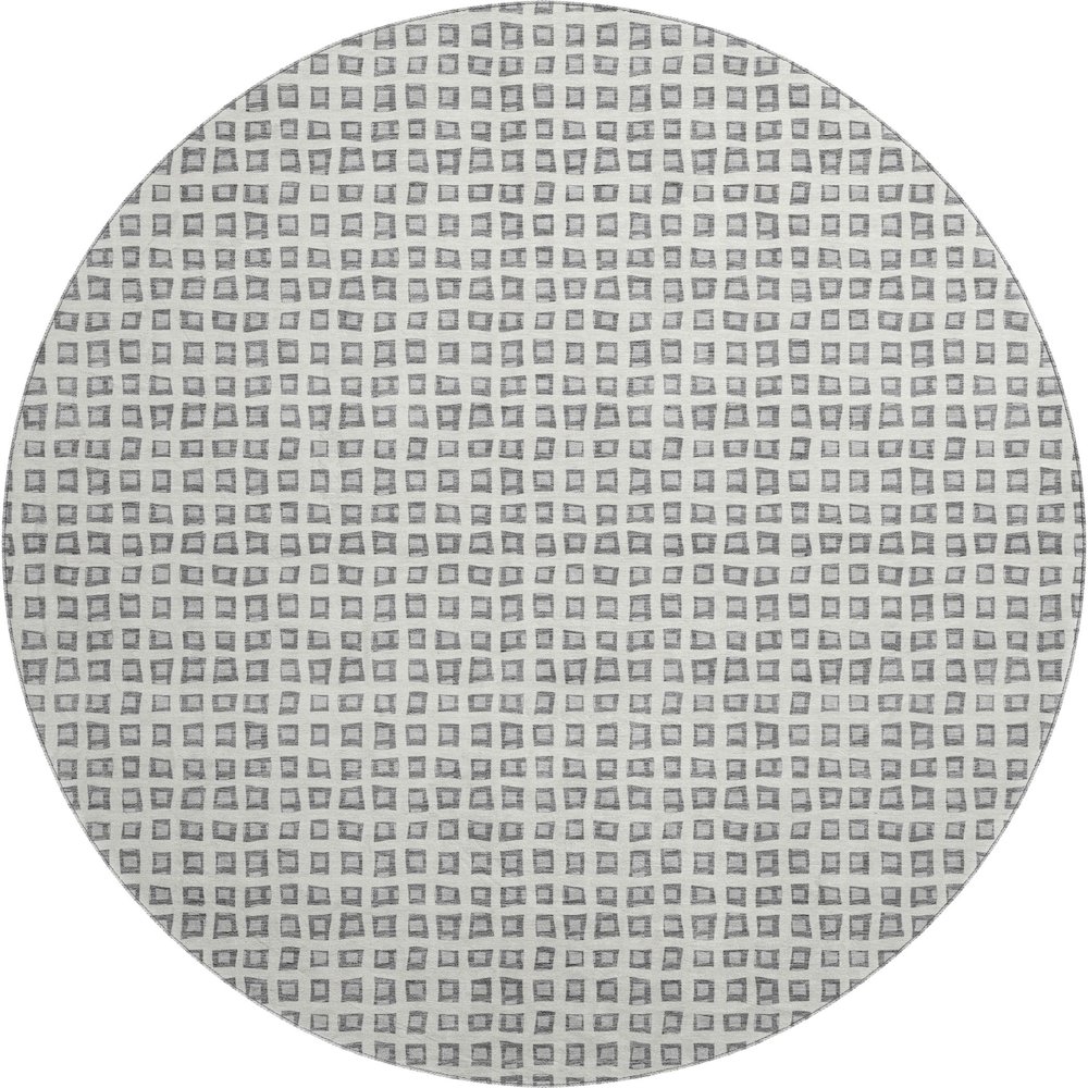 Luxury Washable Indoor/Outdoor The Reserve Gray 8' x 8' Round Rug. Picture 1