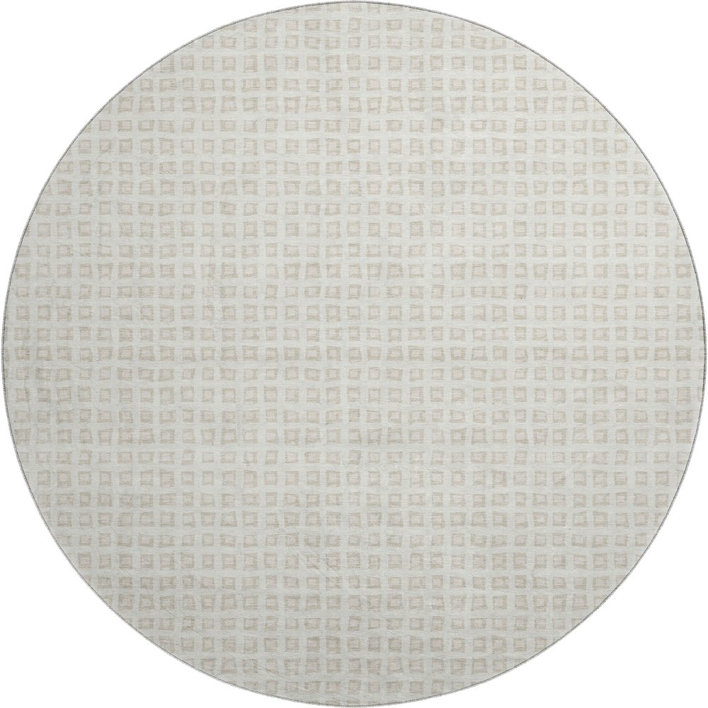 Luxury Washable Indoor/Outdoor The Reserve Ivory 8' x 8' Round Rug. Picture 1