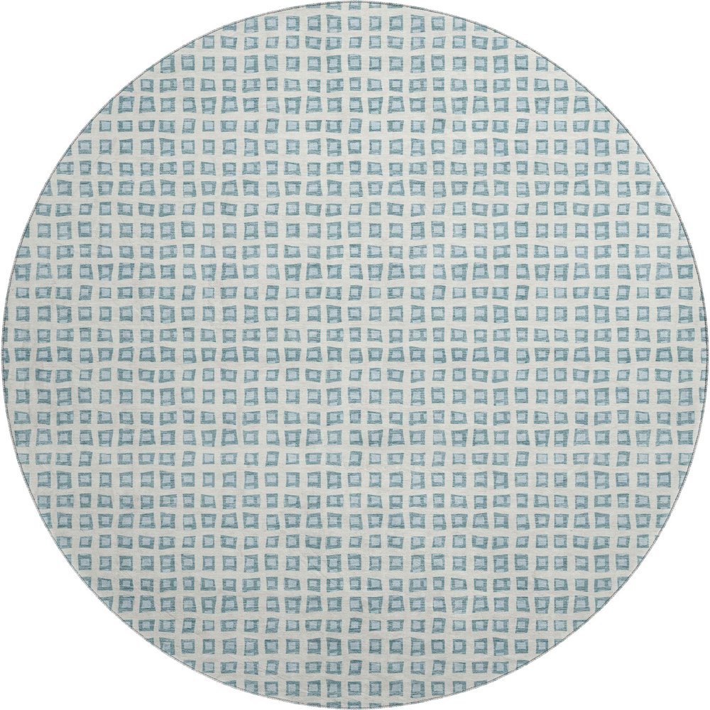 Luxury Washable Indoor/Outdoor The Reserve Teal 8' x 8' Round Rug. Picture 1