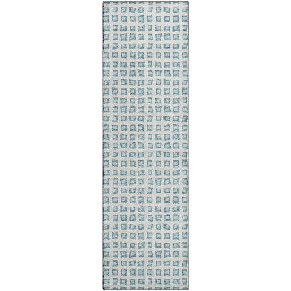 Luxury Washable Indoor/Outdoor The Reserve Teal 2'3" x 7'6" Runner Rug. Picture 1