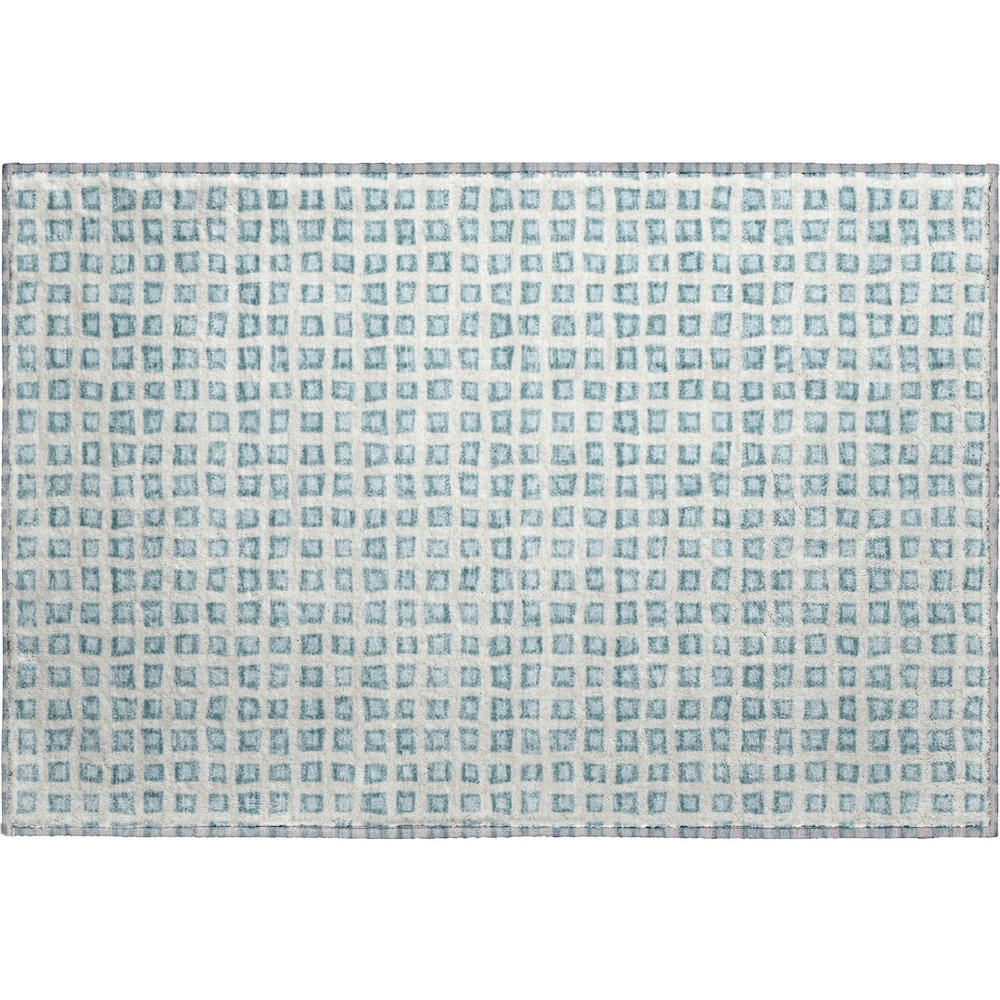 Luxury Washable Indoor/Outdoor The Reserve Teal 1'8" x 2'6" Rug. Picture 1