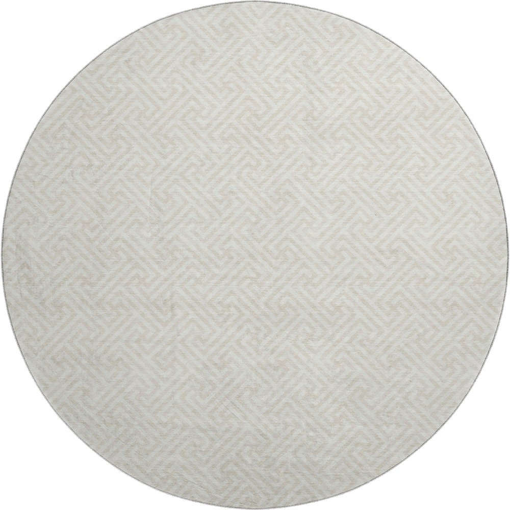 Luxury Washable Indoor/Outdoor The Reserve Beige 8' x 8' Round Rug. Picture 1