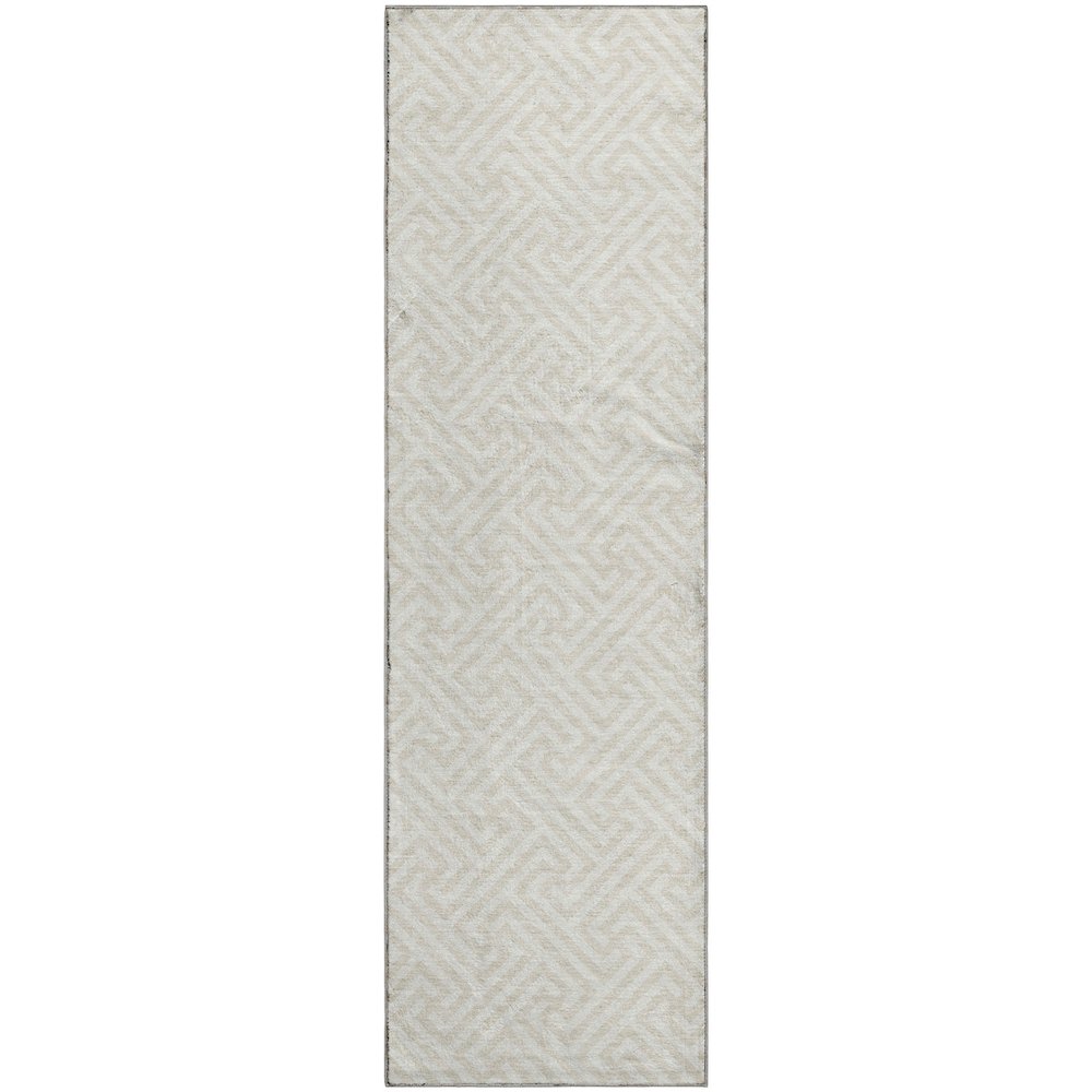 Luxury Washable Indoor/Outdoor The Reserve Beige 2'3" x 7'6" Runner Rug. Picture 1