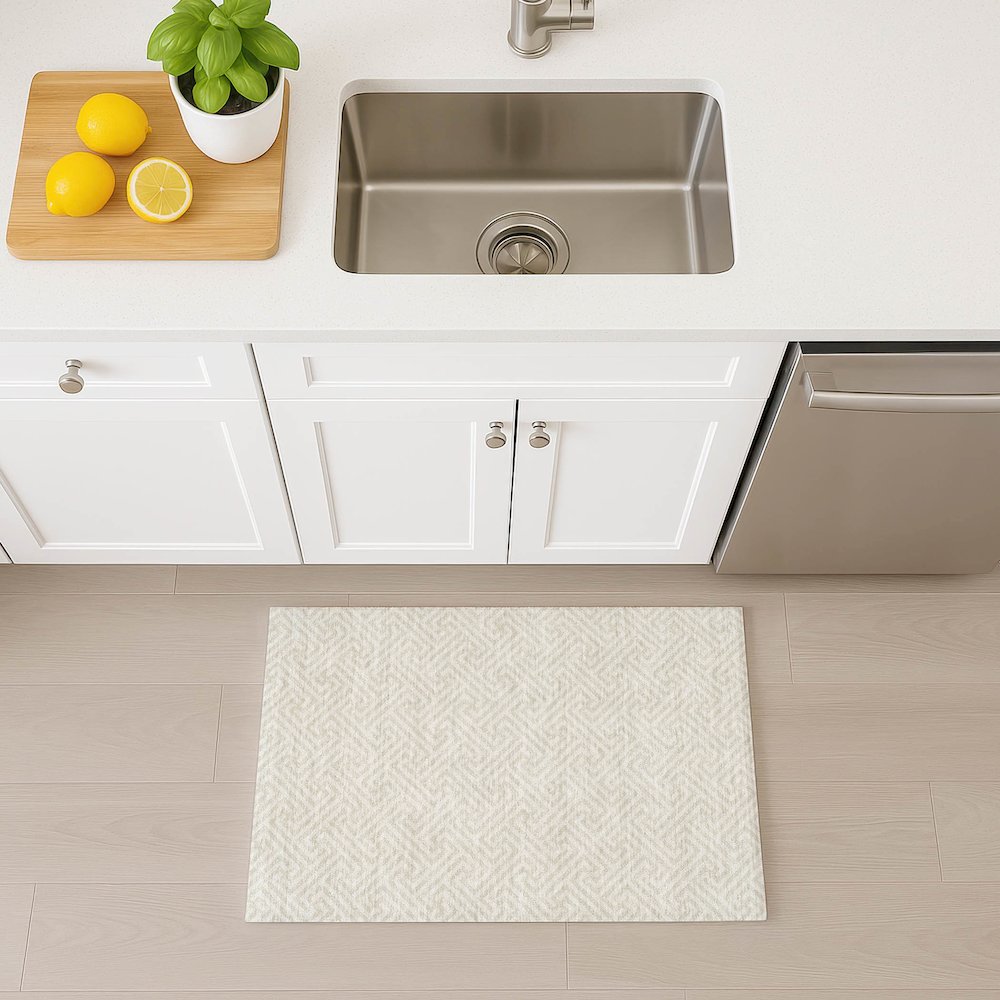 Luxury Washable Indoor/Outdoor The Reserve Beige 1'8" x 2'6" Rug. Picture 5