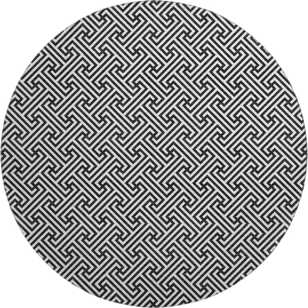 Luxury Washable Indoor/Outdoor The Reserve Black 8' x 8' Round Rug. Picture 1
