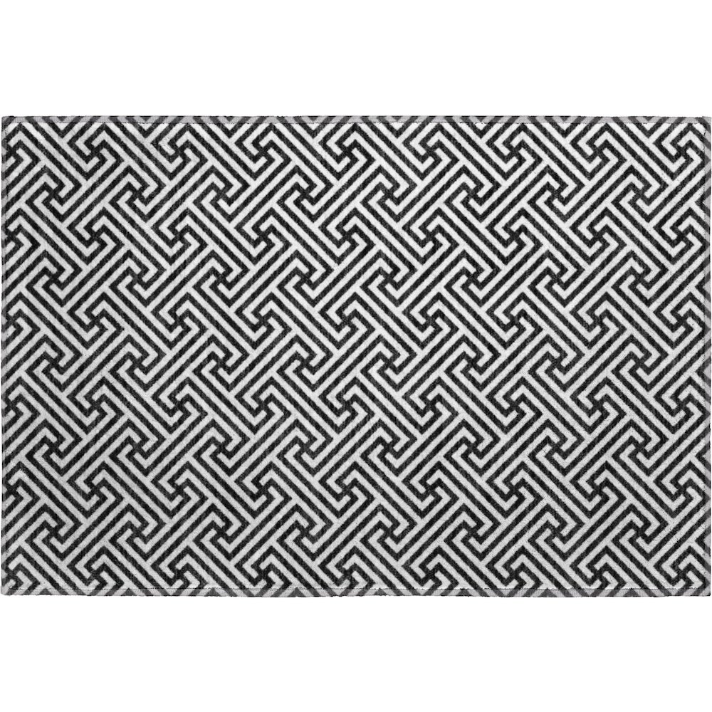 Luxury Washable Indoor/Outdoor The Reserve Black 1'8" x 2'6" Rug. Picture 1