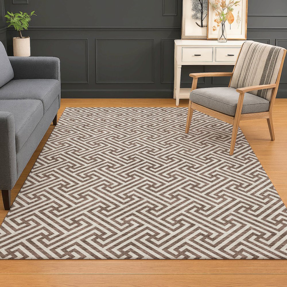 Luxury Washable Indoor/Outdoor The Reserve Coffee 2'6" x 3'10" Rug. Picture 5