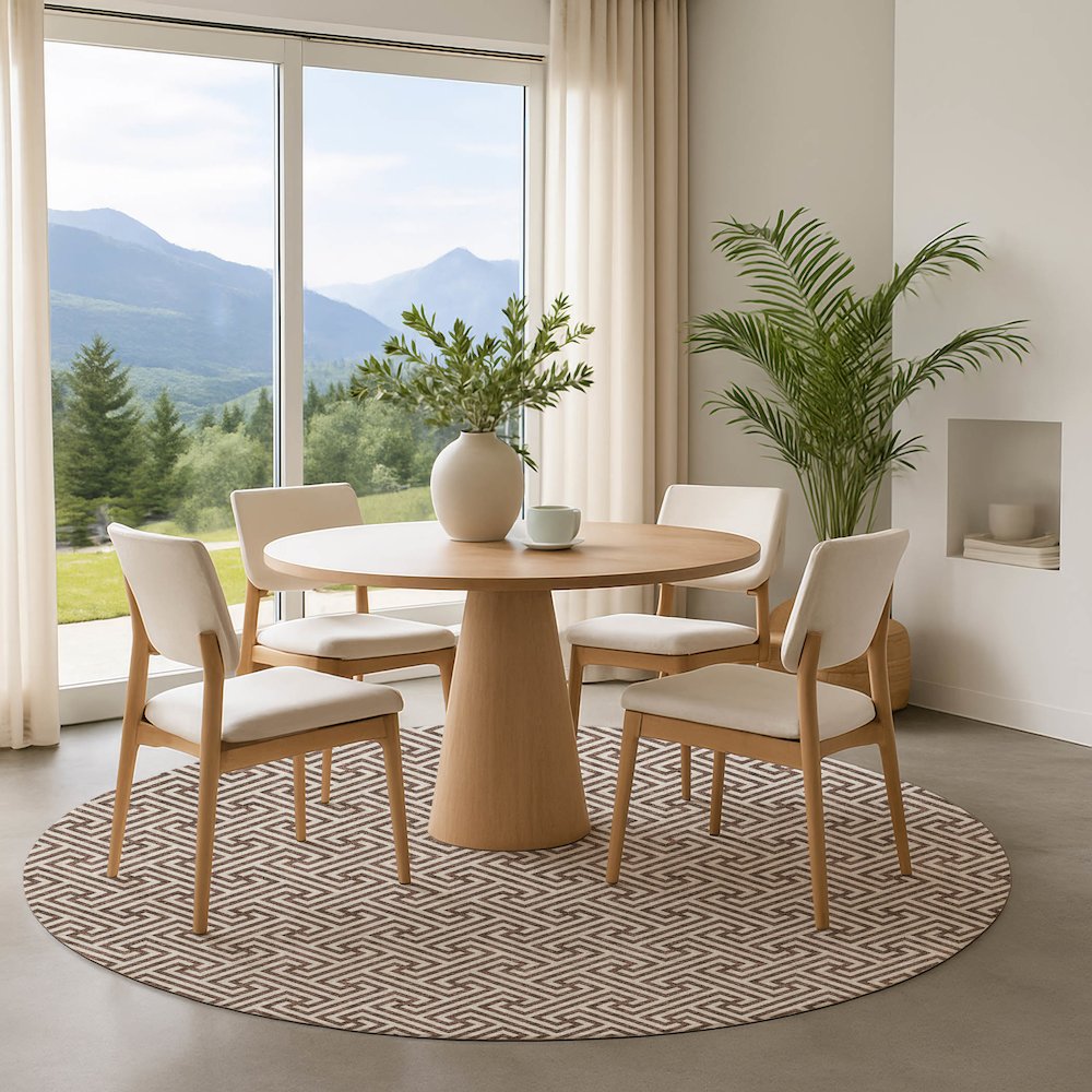 Luxury Washable Indoor/Outdoor The Reserve Coffee 8' x 8' Round Rug. Picture 5