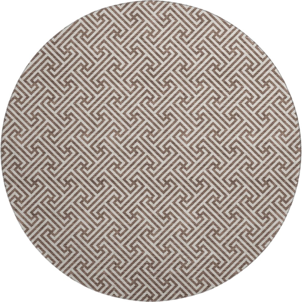 Luxury Washable Indoor/Outdoor The Reserve Coffee 8' x 8' Round Rug. Picture 1