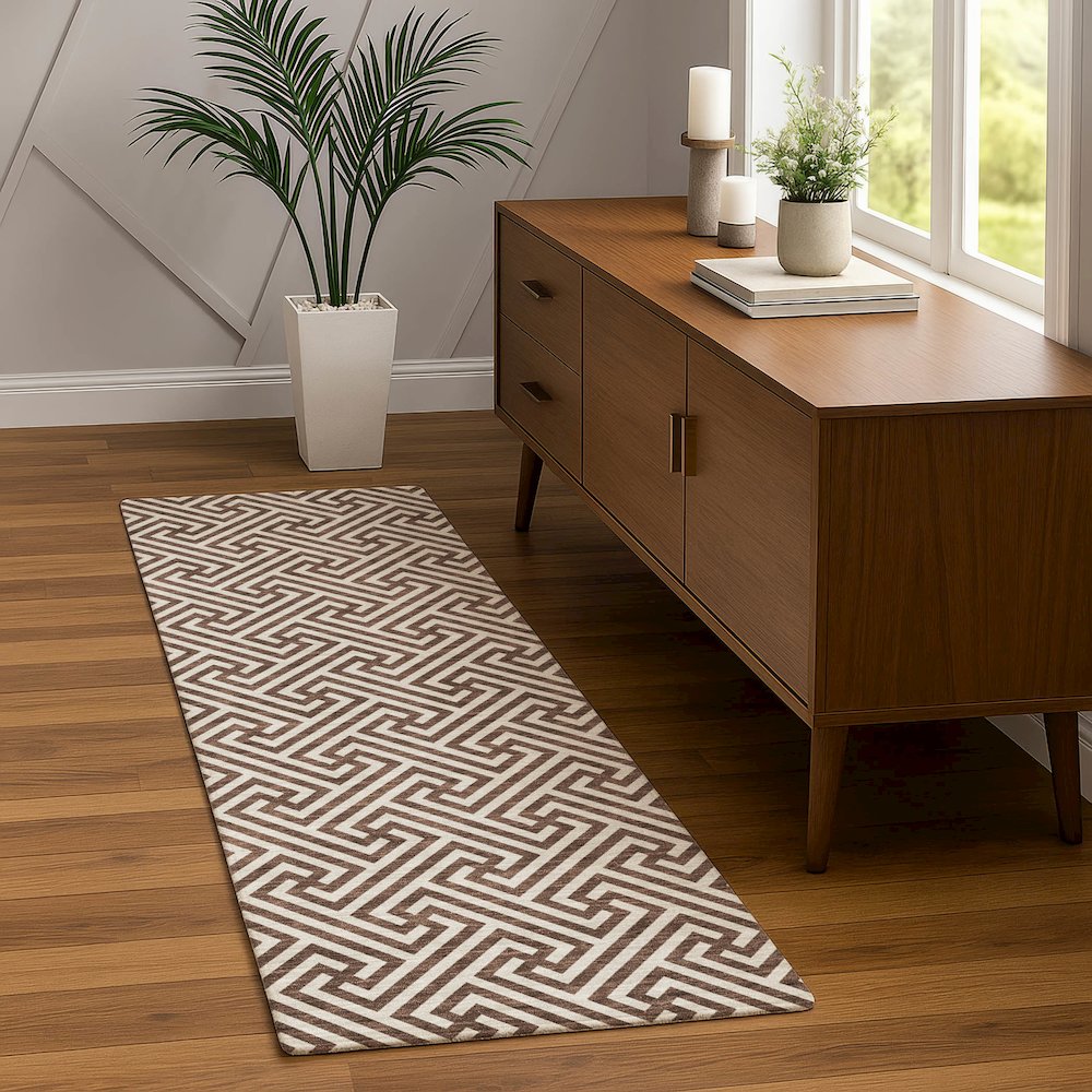 Luxury Washable Indoor/Outdoor The Reserve Coffee 2'3" x 7'6" Runner Rug. Picture 5