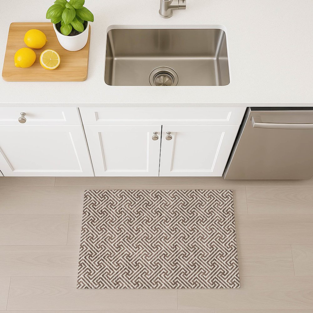 Luxury Washable Indoor/Outdoor The Reserve Coffee 1'8" x 2'6" Rug. Picture 5