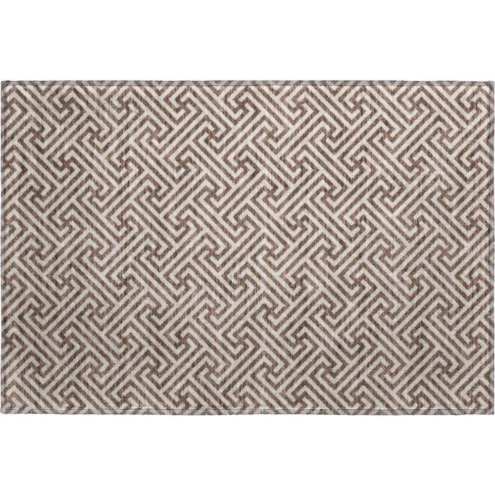 Luxury Washable Indoor/Outdoor The Reserve Coffee 1'8" x 2'6" Rug. Picture 1