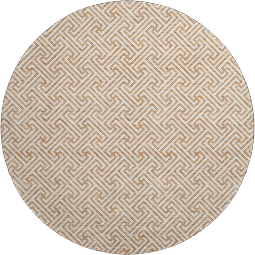 Luxury Washable Indoor/Outdoor The Reserve Copper 8' x 8' Round Rug. Picture 1